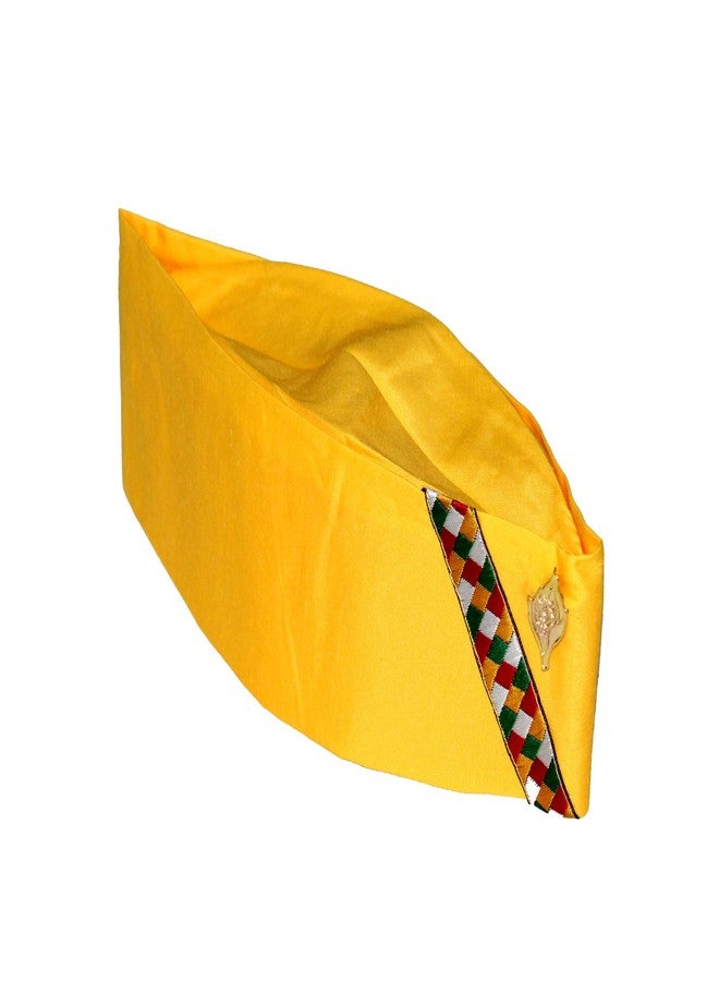 KETKAR Uttarakhand Pahadi Topi/Cap,Brahmakamal Uttarakhand Topi, Himachali Cap (Yellow Cotton) - Image 2